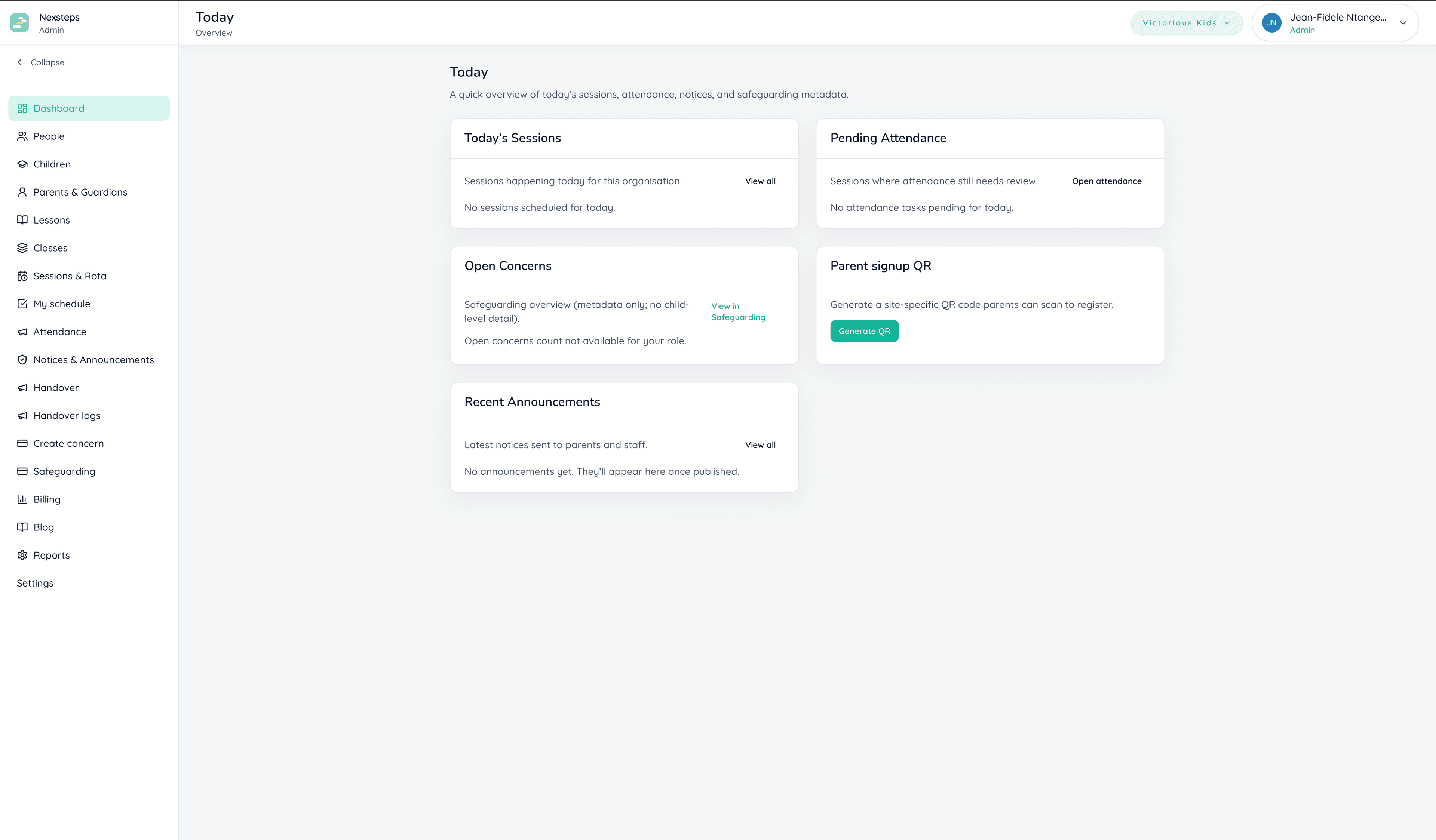 NexSteps operations dashboard